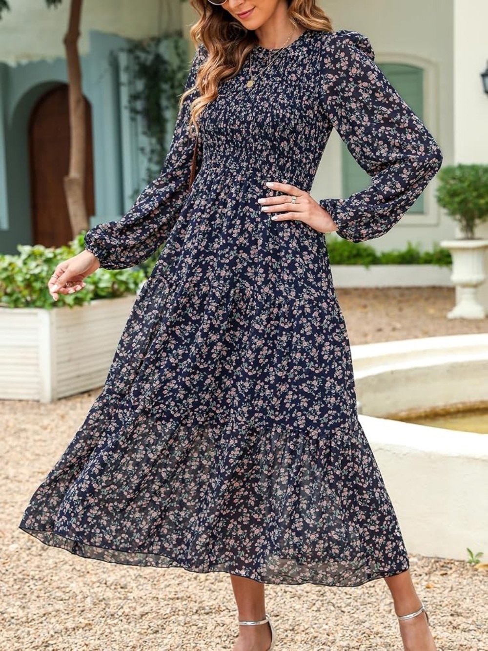 Cupshe Ditsy Floral Chiffon Maxi Dress - EUC
